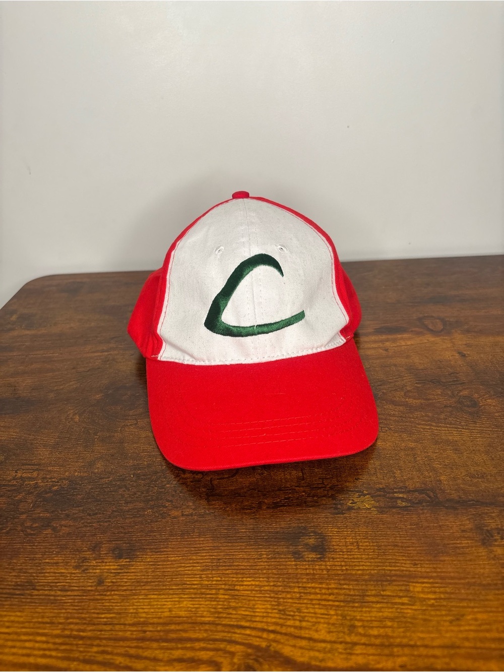 Kids Red and White Baseball Cap with Green Accent